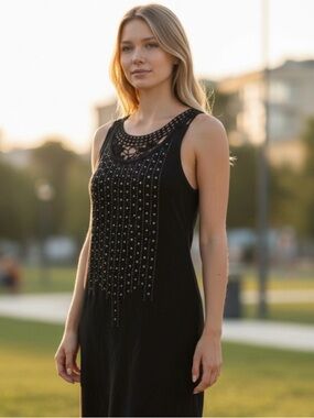Pretty Polly Black Linen Blend Top